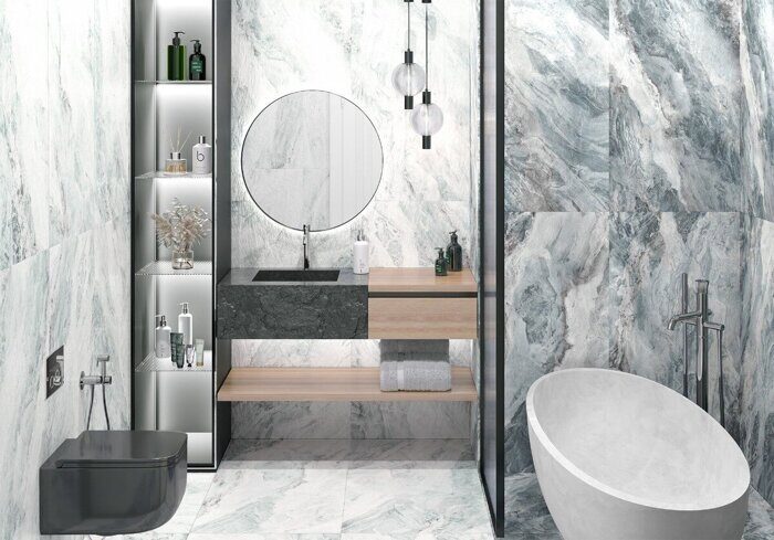 Waterfall Blue Delacora керамогранит голубой матовый 120х60см