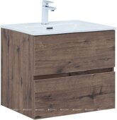 Алвита new 60 тумба дуб веллингтон табак для ванной комнаты 2 ящика с раковиной-столешницей Flat 60 Aquanet
