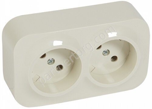 Legrand Quteo cиловая розетка двойная 2x2К 16А 250В, цвет слоновая кость