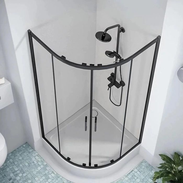 Cube R-100-C-B душевой уголок 100 см, стекло прозрачное, профиль черный