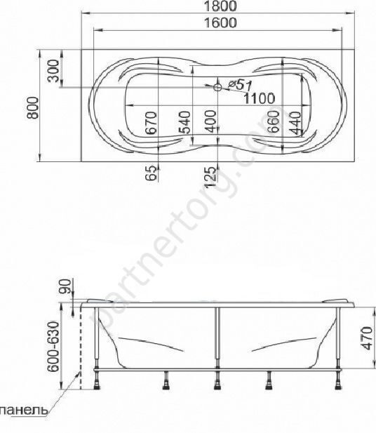 Динамика ванна акриловая 180х80 см  1 Марка
