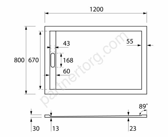 TRAY-AS-AH-120/80-30-W BelBagno  душевой поддон каменный 120х80 см