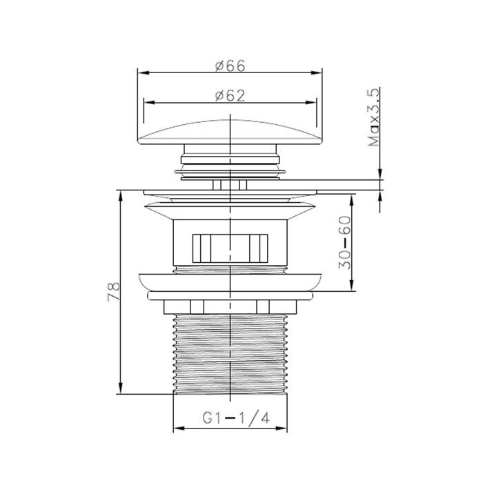 R600.03 Raglo донный клапан для раковины, хром