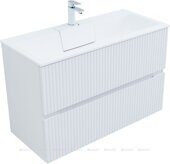 Джейн 100 тумба белая матовая для ванной комнаты с раковиной-столешницей Фортуна 100 Aquanet