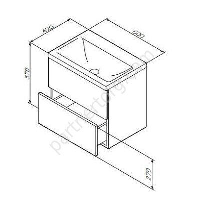 Gem AM.PM тумба под раковину подвесная 2 ящика, белая, 60 см