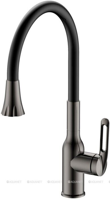 HB42830-3 Haiba Смеситель для кухни, гибкий излив, нержавеющая сталь, оружейная сталь-черный