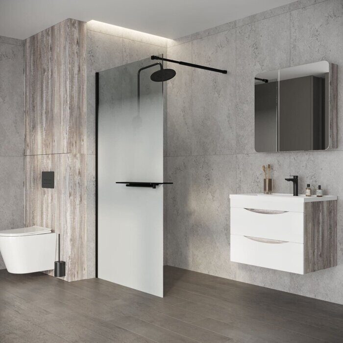 Niagara Nova NG-582-12BLACK душевая перегородка 120х200 см, черный матовый, стекло белый градиент