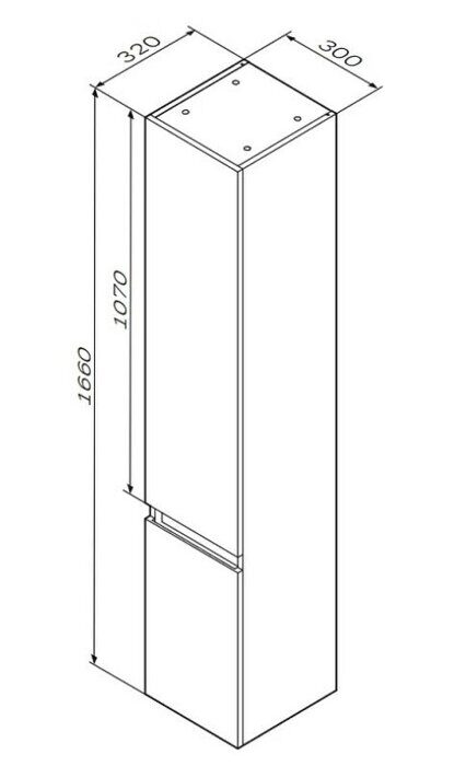 X-Joy шкаф-колонна 30см в ванную подвесной, белый, правый. Распродажа
