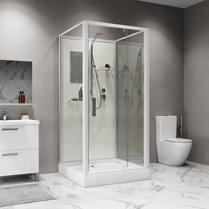 Niagara Standart ST100/15Q/BK  душевая кабина  квадратная 100х100х200 см, пристенно-фронтальная, низкий поддон, без крыши