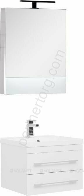 Нота 58 белая тумба для ванной комнаты с раковиной-столешницей Нота 58 Aquanet