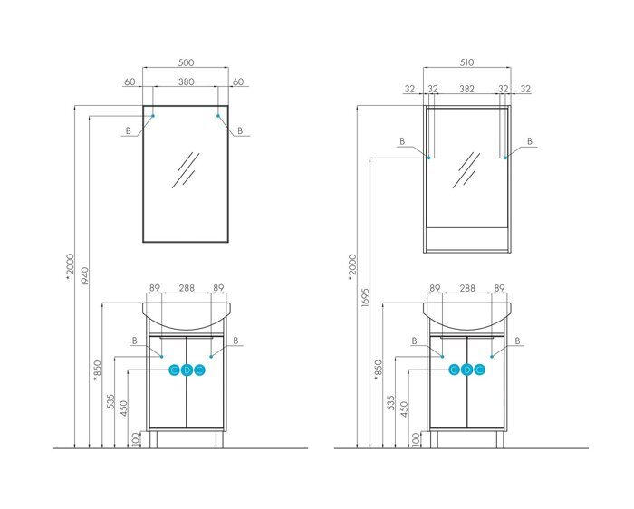 Рико 50 см зеркальный шкаф подвесной белый/ясень фабрик для ванной комнаты Aquaton