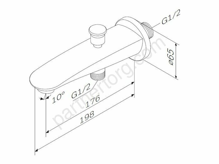 F8070100 Like, излив на ванну 175 мм с переключателем на душ, хром, шт.
