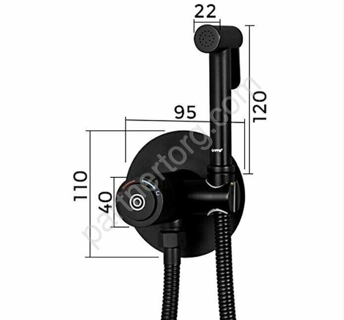 Gappo G7288-6 черный встраиваемый смеситель с гигиеническим душем