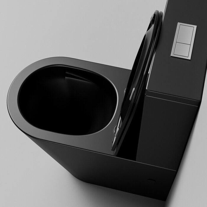 Grossman GR-4458BMSQ напольный безободковый унитаз черный матовый с сидением Торнадо