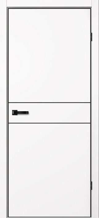 N03 ПГ Neo FlyDoors дверь межкомнатная эмалит белый с алюминиевой кромкой черной