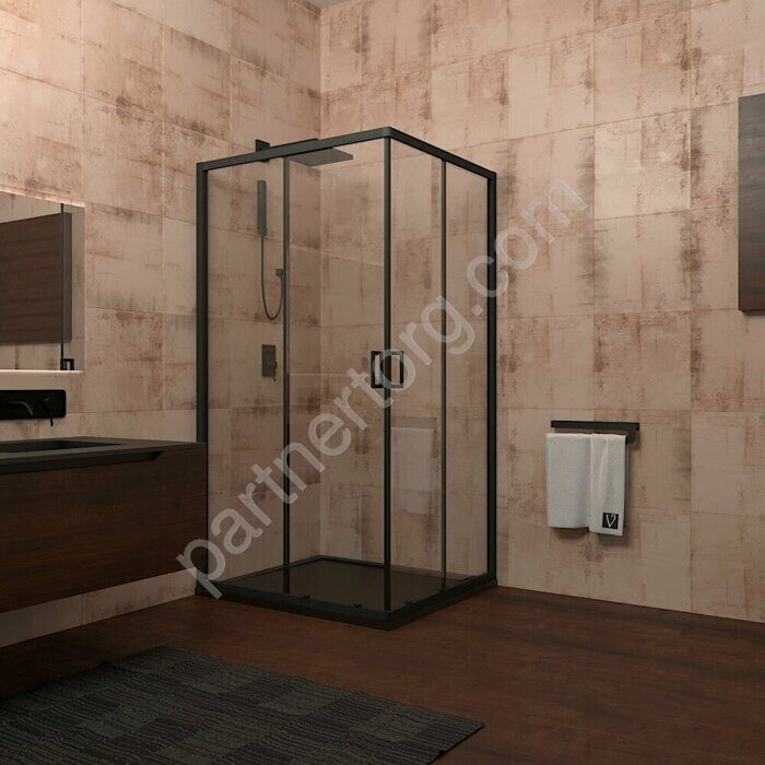 Veconi Rovigo RV-13 душевой угол раздвижной Veconi 90х90 черный профиль