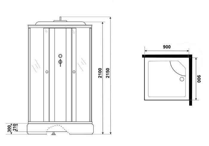 Niagara Promo P90/26/MT, душевая кабина угловая полукруглая 90х90х215 см, матовое стекло, средний поддон