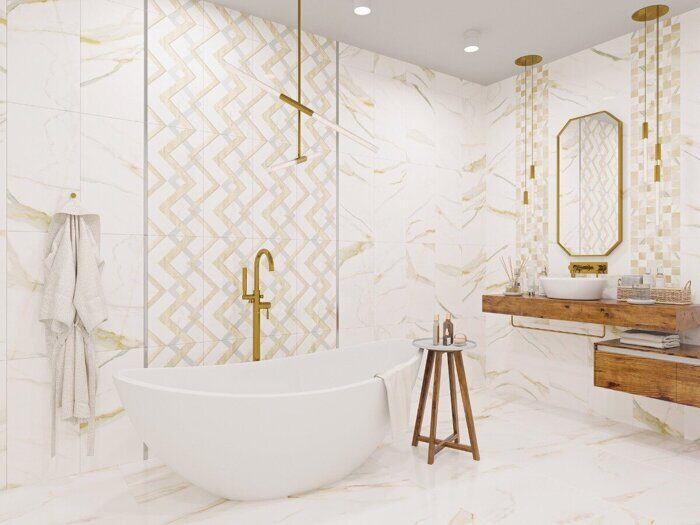 Apulia Oro Mosaic мозаика бежевая матовая/глянцевая 30х30см Azori