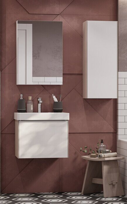 Асти 50 см зеркальный шкаф подвесной белый для ванной комнаты Aquaton