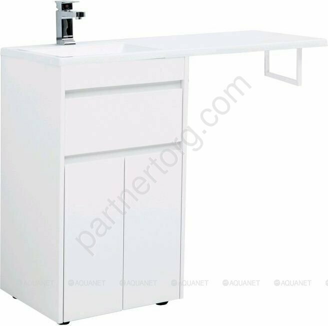 Токио 48 тумба напольная белая для ванной комнаты 1 ящик 2 фасада Aquanet