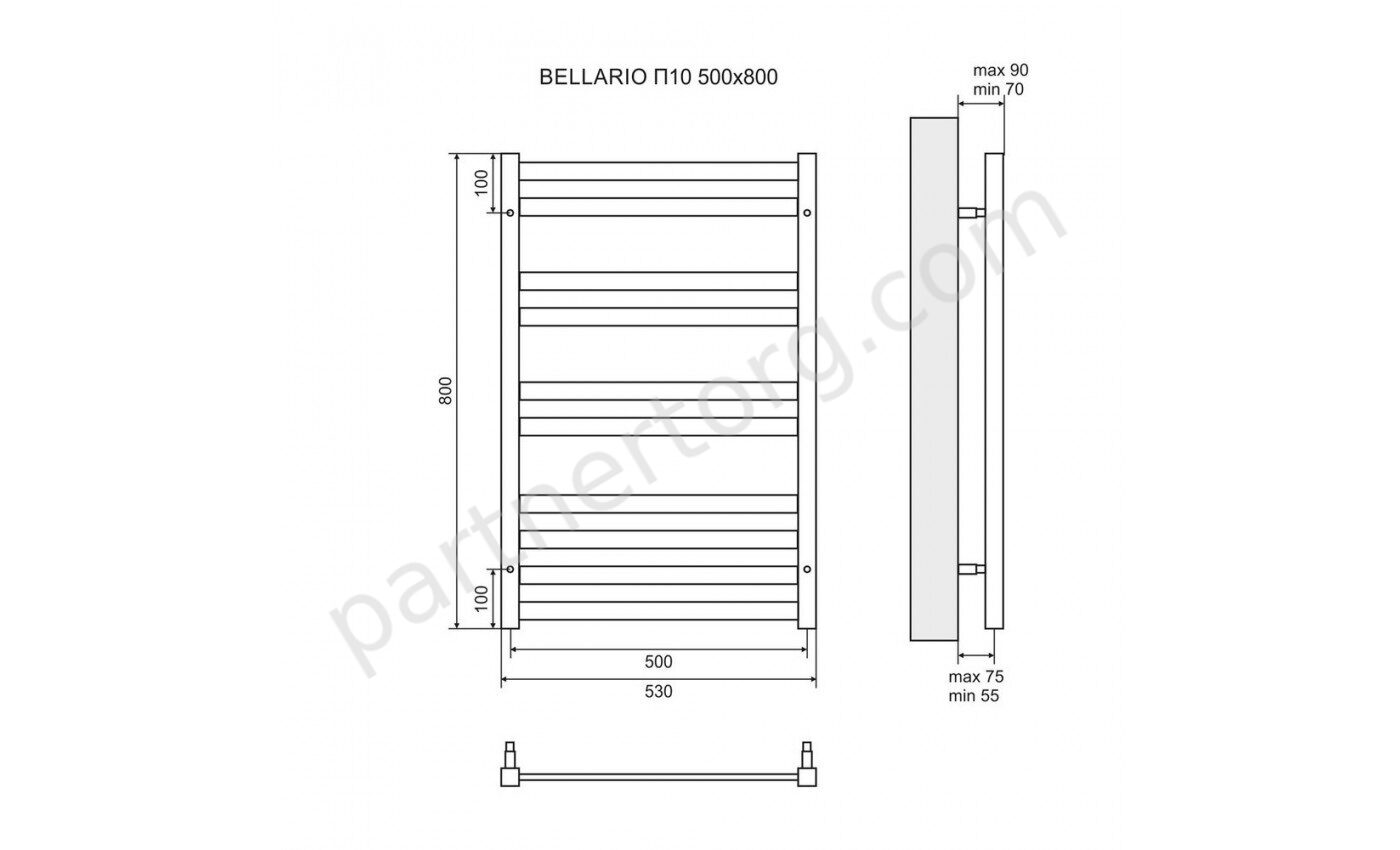 Bellario LM68810BL, полотенцесушитель водяной 50х80 см, черный Lemark