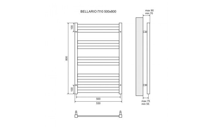 Bellario П10 LM68810E полотенцесушитель электрический 50х80см, хром Lemark