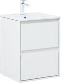 Милан 50 тумба белый глянец для ванной комнаты с накладной керамической раковиной Flash 505*465*195 Aquanet