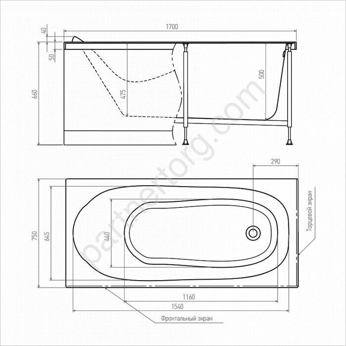 Alex Baitler акриловая ванна Nemi 170х75см