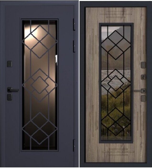 Термо Прима 1 Дуб бомонд дверь стальная для улицы Серый графит муар, Дуб бомонд грей