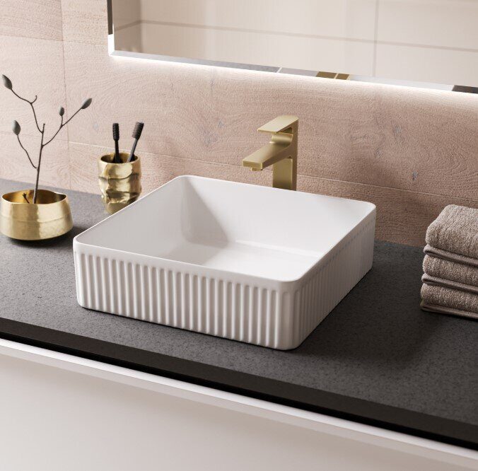 Grossman Cristal GR-3061 накладная раковина белая квадратная 40х40х12см