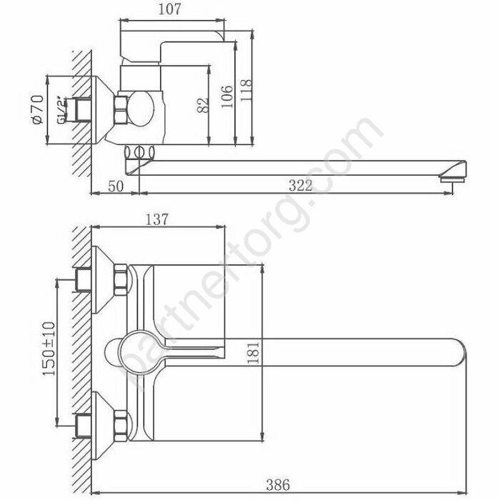 HB22805-7 Haiba смеситель для ванны черный/хром