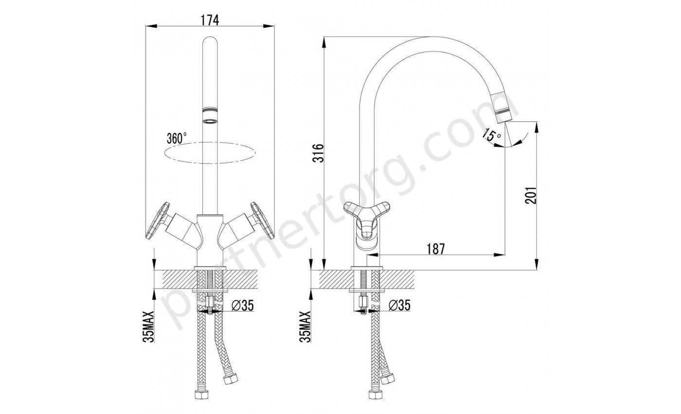 Plus Spirit LM1905C смеситель для кухни с высоким поворотным изливом, хром Lemark