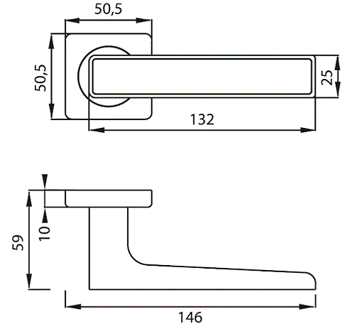 Archie Esta S040 14299 ручка дверная фалевая на квадратной накладке