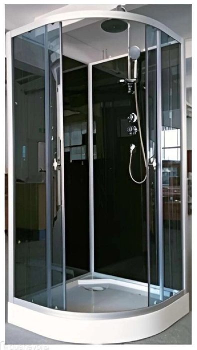 8507B grey black душевая кабина Aquapulse 90х90х220 см, матовое стекло, низкий поддон