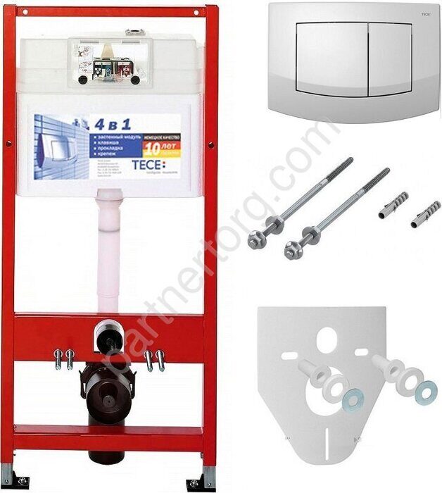 Tece Ambia K400200 4 в 1 инсталляция для подвесного унитаза  с кнопкой смыва белой