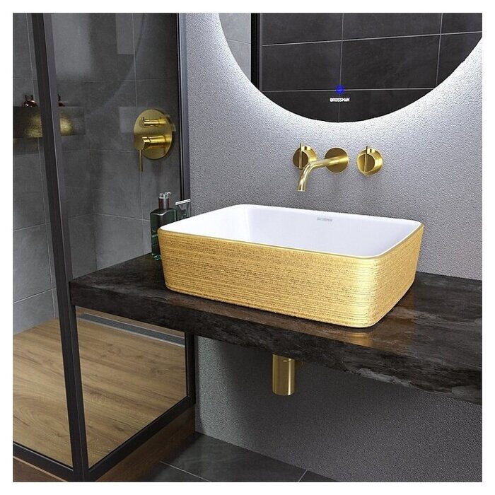 Grossman GR-3016GW накладная раковина золото-белая