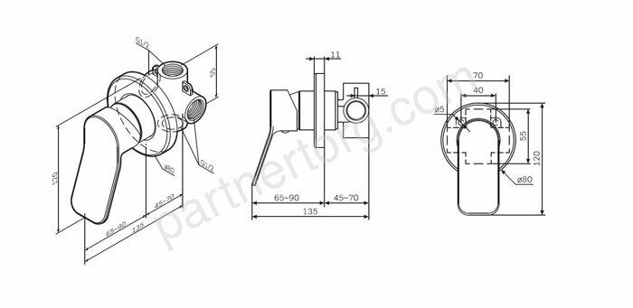 F85A65000 X-Joy, cмеситель д/душа монтируемый в стену, хром, шт.