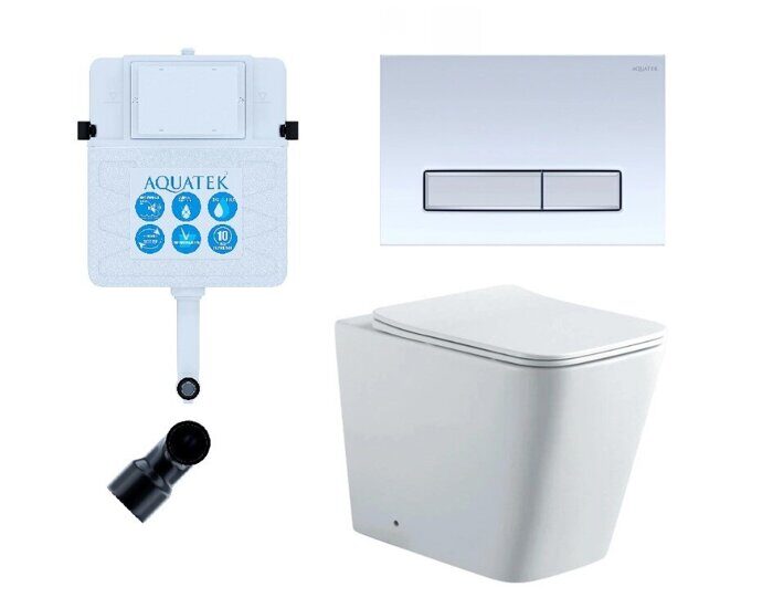 Set BW Aquatek Либра  N-030 3в1: приставной унитаз, скрытый бачек с клавишей смыва