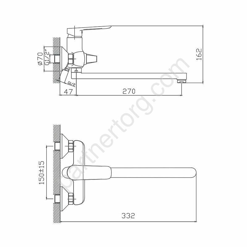 CN22521 Cron смеситель для ванны хром