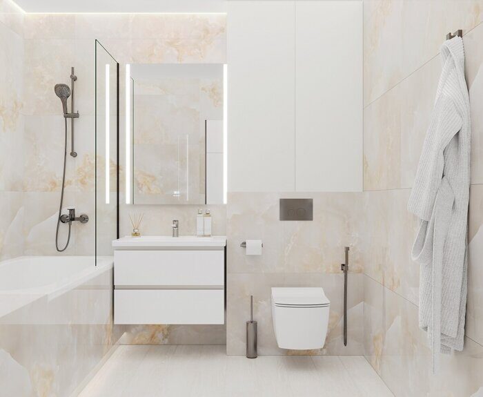 Onyx Orlam бежевый полированный керамогранит 120х60см Ceradim