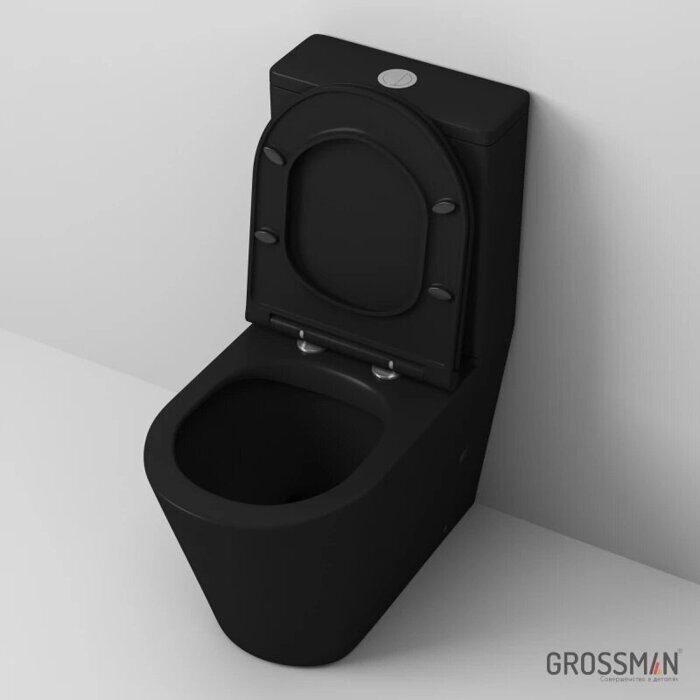 Grossman GR-4449BMS напольный безободковый унитаз черный матовый с сидением
