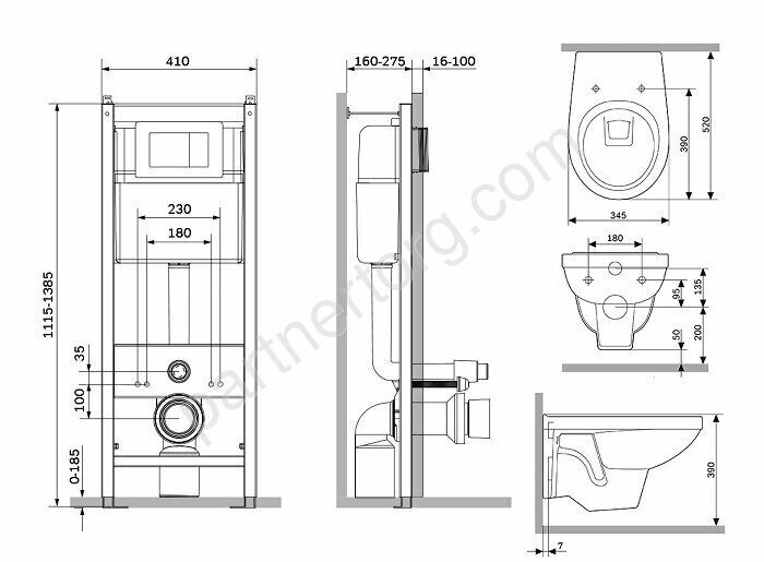 Инсталляция с подвесным унитазом Jupiter с сиденьем микролифт и клавишей белой  DX77.IS10101.1738