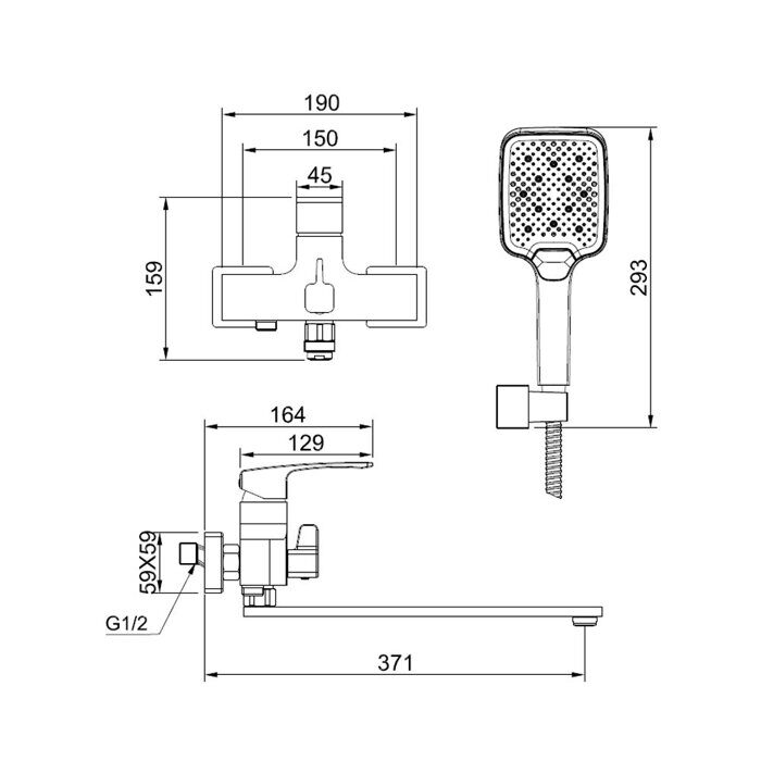 Raglo R01.22 смеситель для ванны, хром