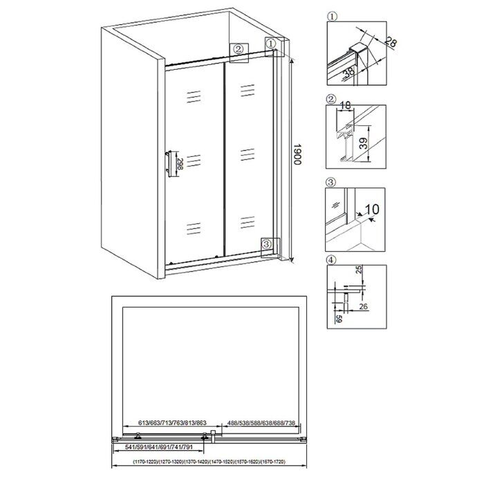 Veconi VN63-120-01-19C3 душевая дверь раздвижная 120х190 см, профиль хром