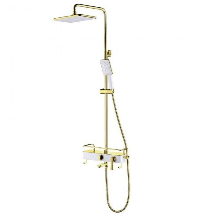 Mista LM6462WG душевая система с тропическим душем, поворотный излив, белый-золото Lemark