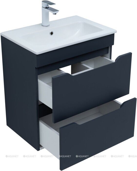 Практика 60 тумба маренго для ванной комнаты 2 ящика с раковиной-столешницей 60 cm (PRACTICO) Aquanet