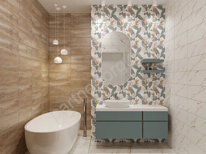 Wood настенная плитка коричневая полуматовая 20х50см Azori