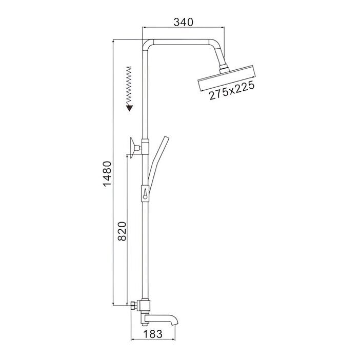 Rose R3536H Душевая система с термостатом, черный