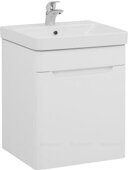 София 50 белая глянцевая тумба для ванной комнаты с раковиной-столешницей 50 cm (LUXURY) Sanovit Aquanet