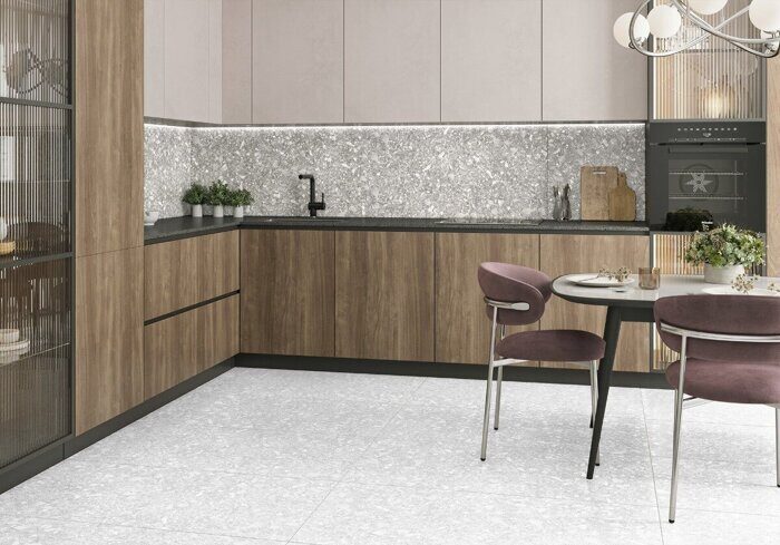 Turin Light Delacora керамогранит светло-серый матовый тераццо 120х60см